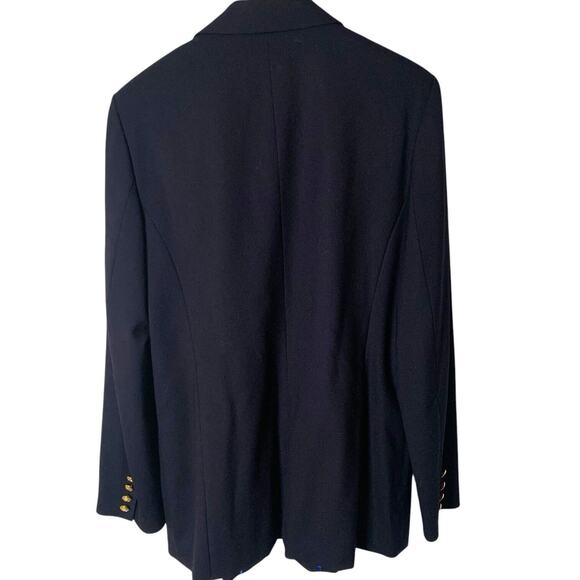 Talbots Blazer Women's Size 10 Gold 4 Button Nautical Blue Classic Wool Stretch - Picture 2 of 6